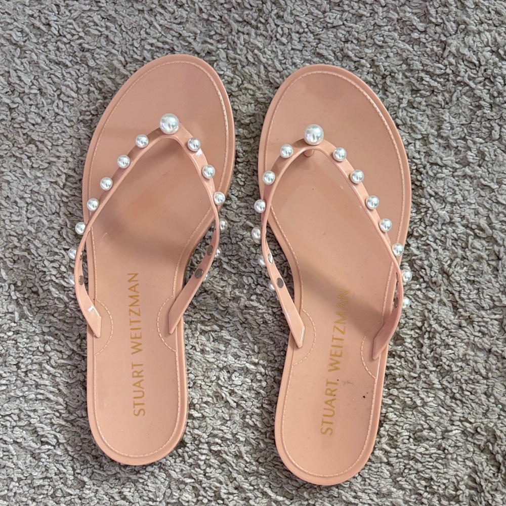 NWOT Stuart Weitzman Pink Pearl-Embellished Sandals